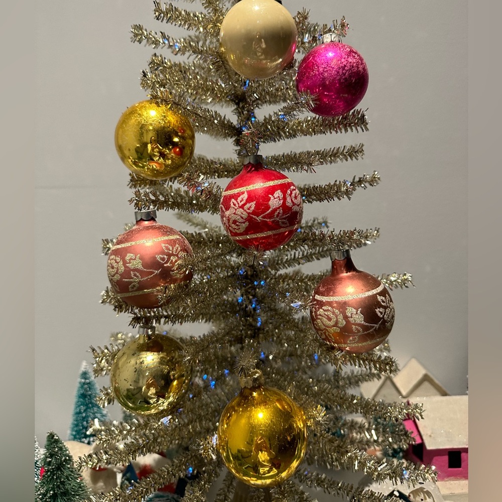 Box of Vintage Christmas Glass ornaments